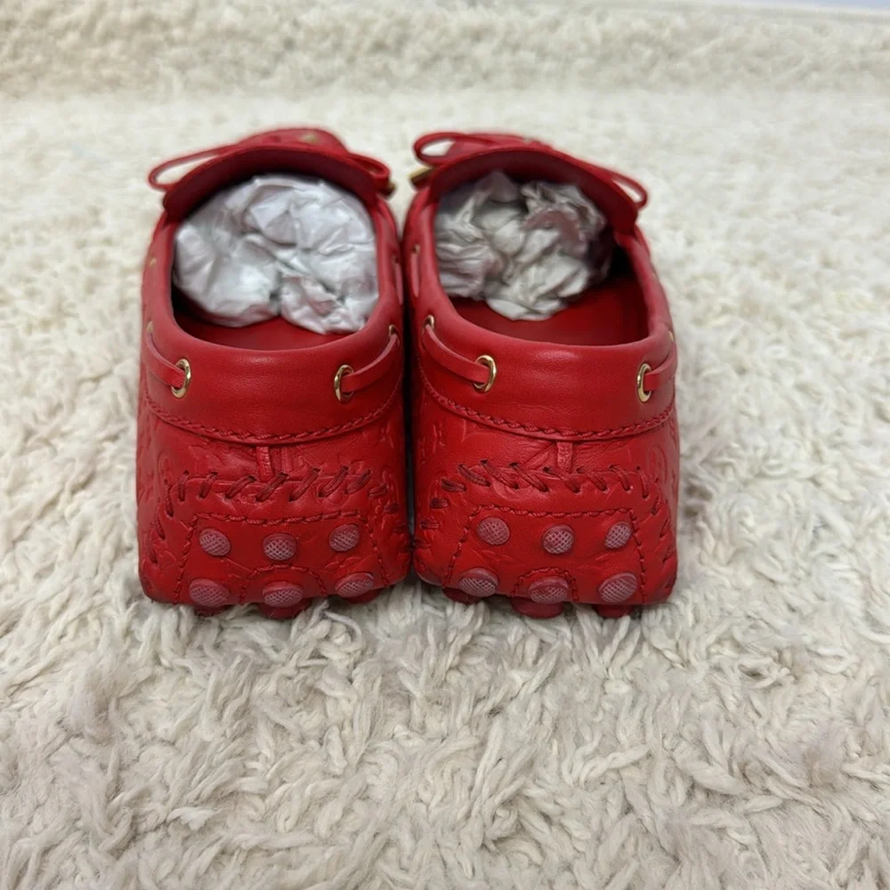 Louis Vuitton Gloria Leather Flats Size 38.5 Red‎ Women’s - Picture 6 of 11